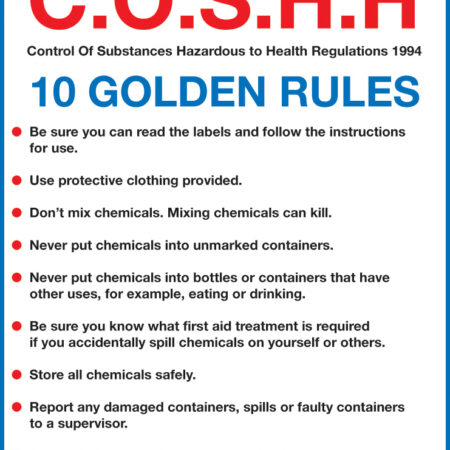 109276R - 297x210mm COSHH 10 Golden Rules
