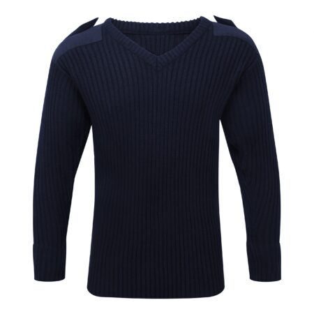120V V-Neck Combat Jumper Black, Navy Blue ideal for security staff Heavyweight 7 Gauge Knit 100% acrylic - Image 2