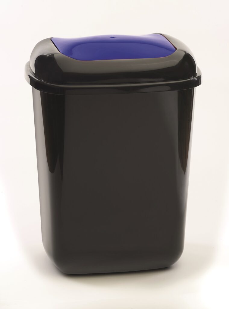 306JYB120 - 28 Litre Plastic Bin With Blue Push Lid