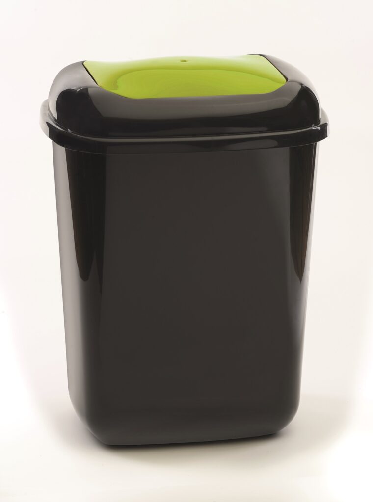 306JZB140 - 28 Litre Plastic Bin With Green Push Lid