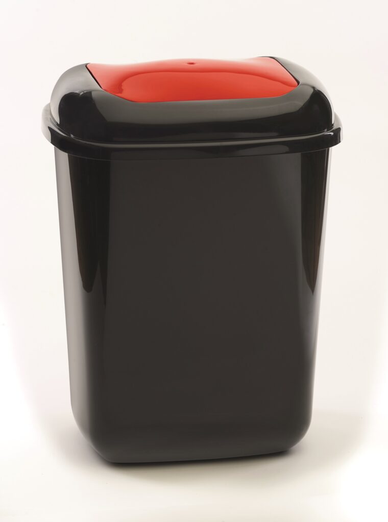 306KBB130 - 28 Litre Plastic Bin With Red Push Lid