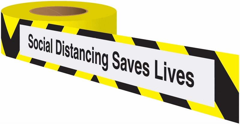 306UEM100 - Social Dist Saves Lives B/Y Tape Pk24