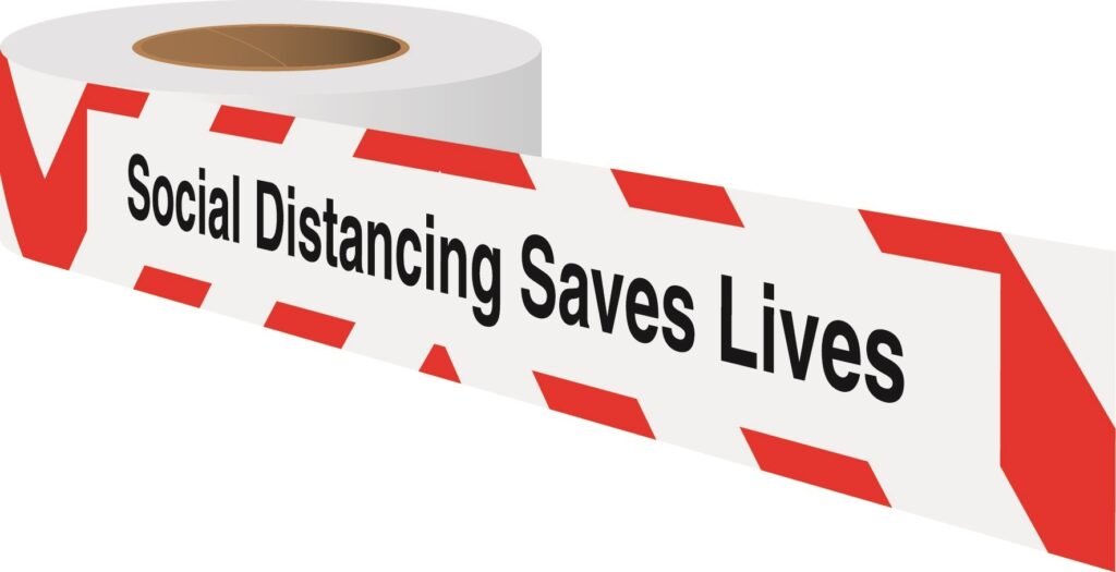 306UEN100 - Social Dist Saves Lives R/W Tape Pk24
