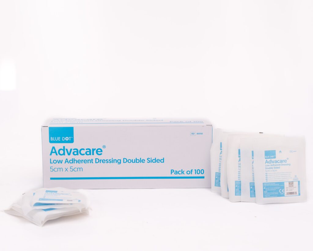 86958 - Advacare Low Adherent Dressing- 5 x 5cm. Box of 100 Double Sided Dressing Pads for Effective Wound Care