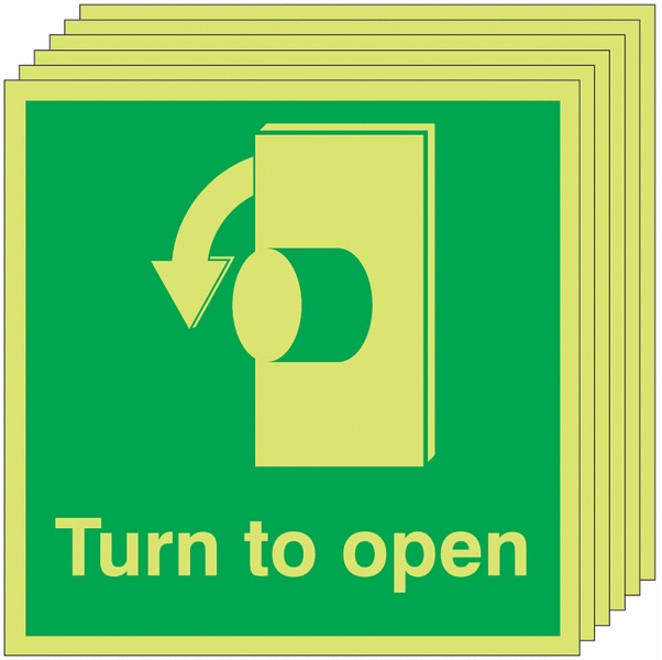 6PFX07308L - 150x150 6 pack Turn To Open Anti-Clockwise - Nite Glo Self Adhesive