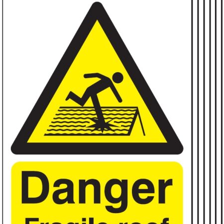 6PHA12149S - 420x297mm Danger Fragile Roof - Self Adhesive Pk of 6