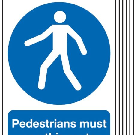 6PMA03649R - 420x297mm Pedestrians Must Use This Route - Rigid Pk of 6