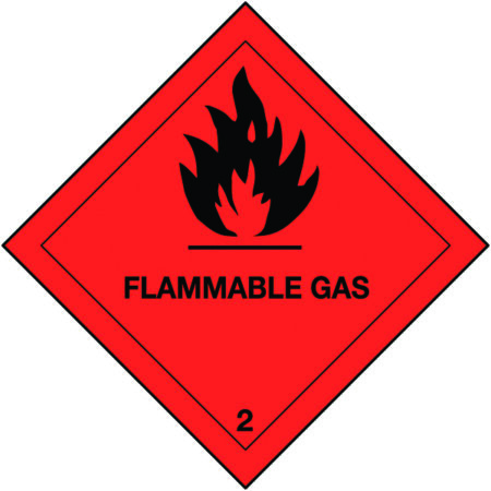 C02A/R - 100x100mm Flammable Gas Hazard Warning Diamond Roll of 310