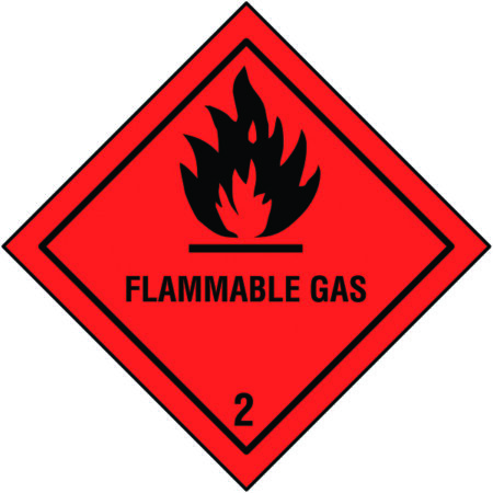 C02A/S - 100x100mm Flammable Gas Self Adhesive Hazard Warning Diamonds