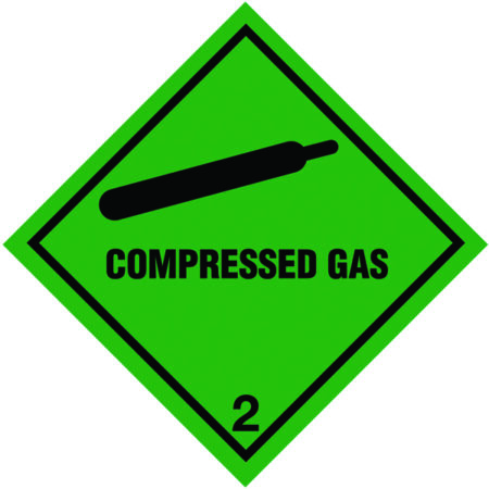 C08A/R - 100x100mm Compressed Gas Hazard Warning Diamond Roll of 310