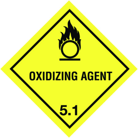 C47A/R - 100x100mm Oxidizing Agent Symbol Only Hazard Warning Diamond Roll of 310