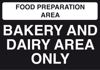 FDS173A/S - 148x210mm Food Prep Area - Bakery and Dairy Area Only - Self Adhesive