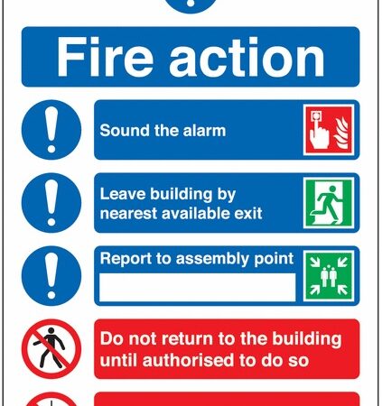 FR09927R - 300x250mm Fire Action Notice (Symbolised) - Rigid