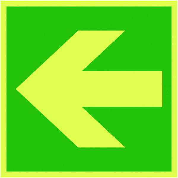 FR00208L - 150x150mm Lateral Arrow - Nite Glo Self Adhesive