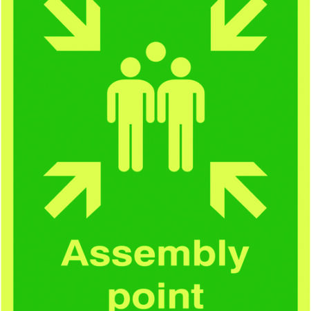 FR01733L - 400x300mm Assembly Point - Nite Glo Self Adhesive
