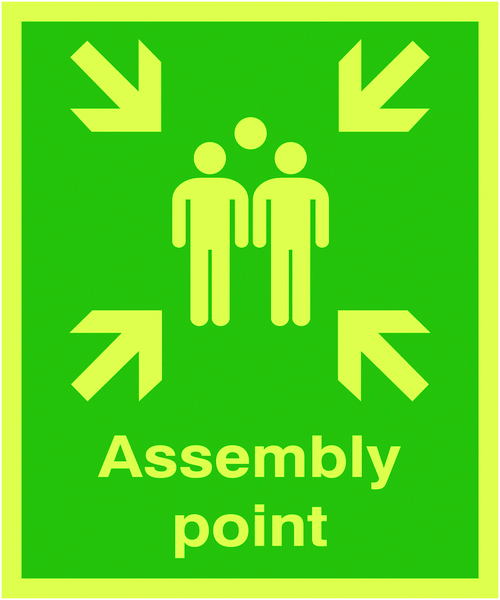 FR01733L - 400x300mm Assembly Point - Nite Glo Self Adhesive