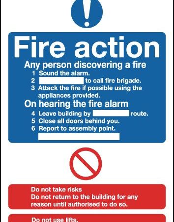FR03550R - 297x210mm Fire Action Notice (Standard) - Rigid
