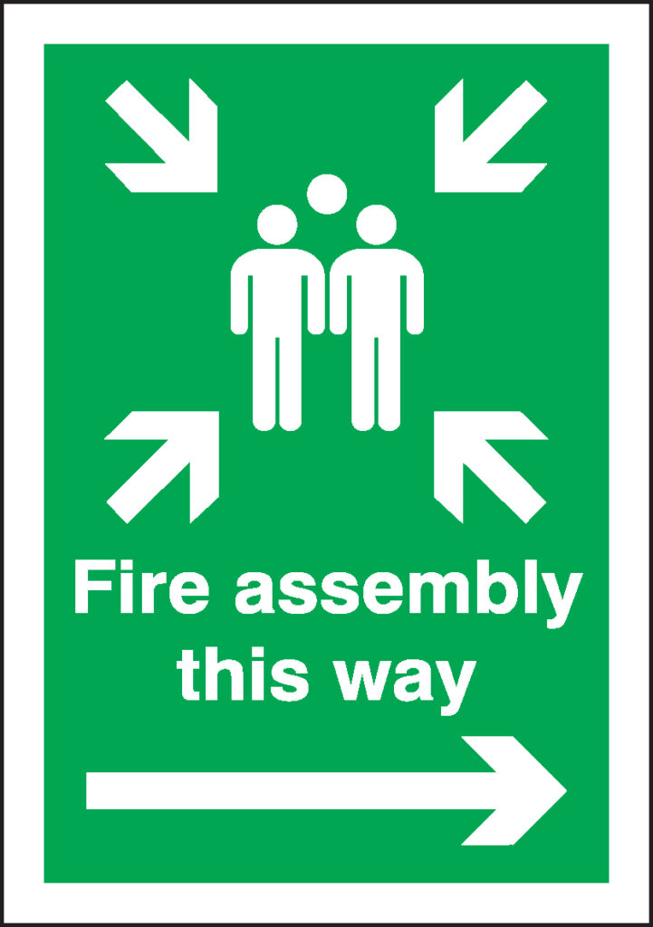 FR064AJPMA - 400x300mm Fire Assembly this way (left arrow) - Post Mounted Aluminium