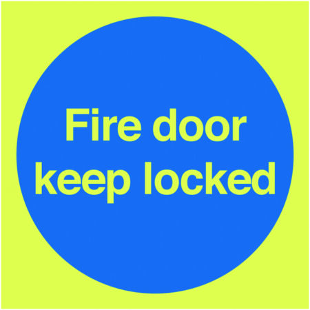 FR06802M - 100x100mm Fire Door Keep Locked - Nite Glo Rigid