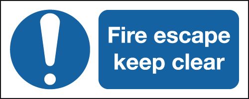 FR07119R - 100x250mm Fire Escape Keep Clear - Rigid