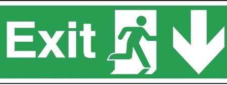 FX01511R - 150x450mm Exit Running Man Arrow Down - Rigid