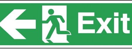 FX01611R - 150x450mm Exit Running Man Arrow Left - Rigid