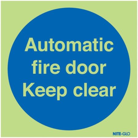 FX00502M - 100x100mm Automatic Fire Door Keep Clear - Nite Glo Rigid