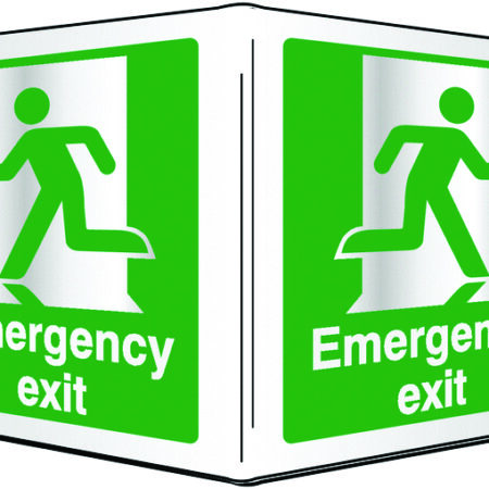 FX00616AE - 200x400mm Emergency exit Projecting 3D Sign