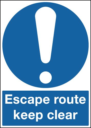 FX01049R - 420x297mm Escape Route Keep Clear - Rigid