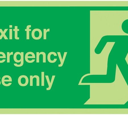 FX02810L - 150x300mm Exit For Emergency Use Only - Nite Glo Self Adhesive