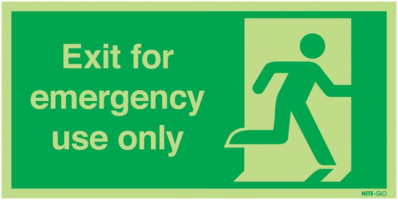 FX02810L - 150x300mm Exit For Emergency Use Only - Nite Glo Self Adhesive