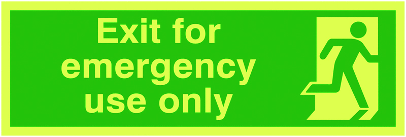 FX02811L - 150x450mm Exit For Emergency Use Only - Nite Glo Self Adhesive