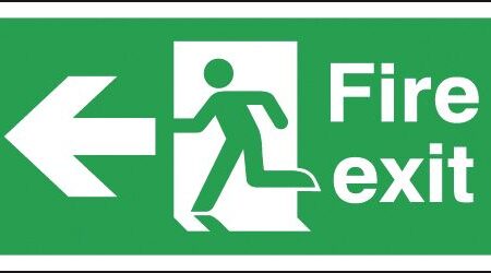 FX04310R - 150x300mm Fire Exit Running Man Arrow Left - Rigid