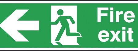 FX04311P - 150x450mm Fire Exit Running Man Arrow Left - Polycarbonate