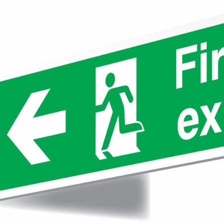 FX04311V - 150x450mm Fire exit left sign - T Bar