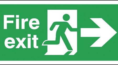FX04430R - 300x600mm Fire Exit Running Man Arrow Right - Rigid