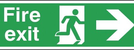 FX04410A - 150x300mm Fire Exit Running Man Arrow Right - Aluminium