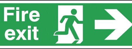 FX04411F - 150x450mm Fire exit right sign - Double sided