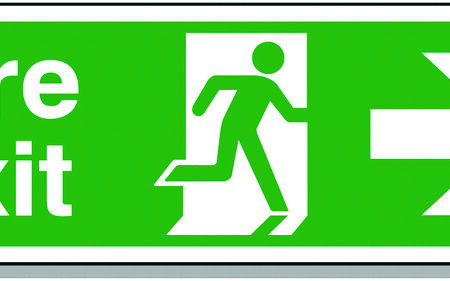 FX04411P - 150x450mm Fire Exit Running Man Arrow Right - Polycarbonate