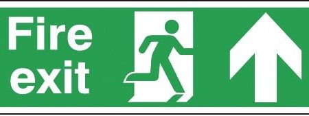 FX04710A - 150x300mm Fire Exit Running Man Arrow Up - Aluminium