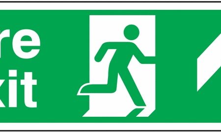FX04711F - 150x450mm Fire exit up sign - Double sided