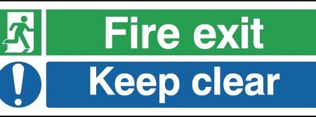 FX05111A - 150x450mm Fire Exit Keep Clear - Aluminium