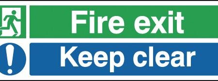 FX05111Q - 150x450mm Fire exit Keep clear Reflective sign