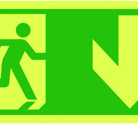 FX05910L - 150x300mm Running Man Arrow Down - Nite Glo Self Adhesive