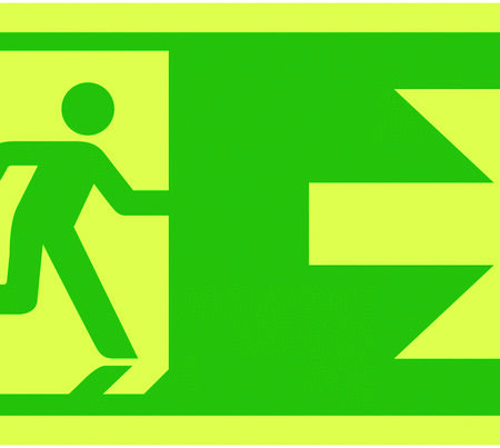 FX06510L - 150x300mm Running Man Arrow Right - Nite Glo Self Adhesive