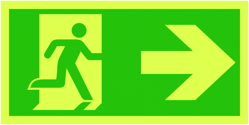 FX06510L - 150x300mm Running Man Arrow Right - Nite Glo Self Adhesive