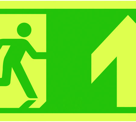 FX06610L - 150x300mm Running Man Arrow Up - Nite Glo Self Adhesive