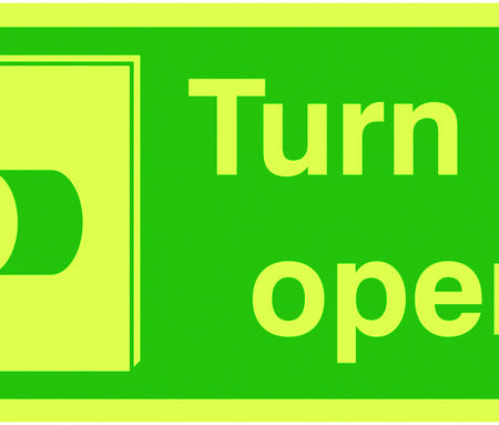 FX07337L - 50x100mm Turn To Open Anti-Clockwise - Nite Glo Self Adhesive