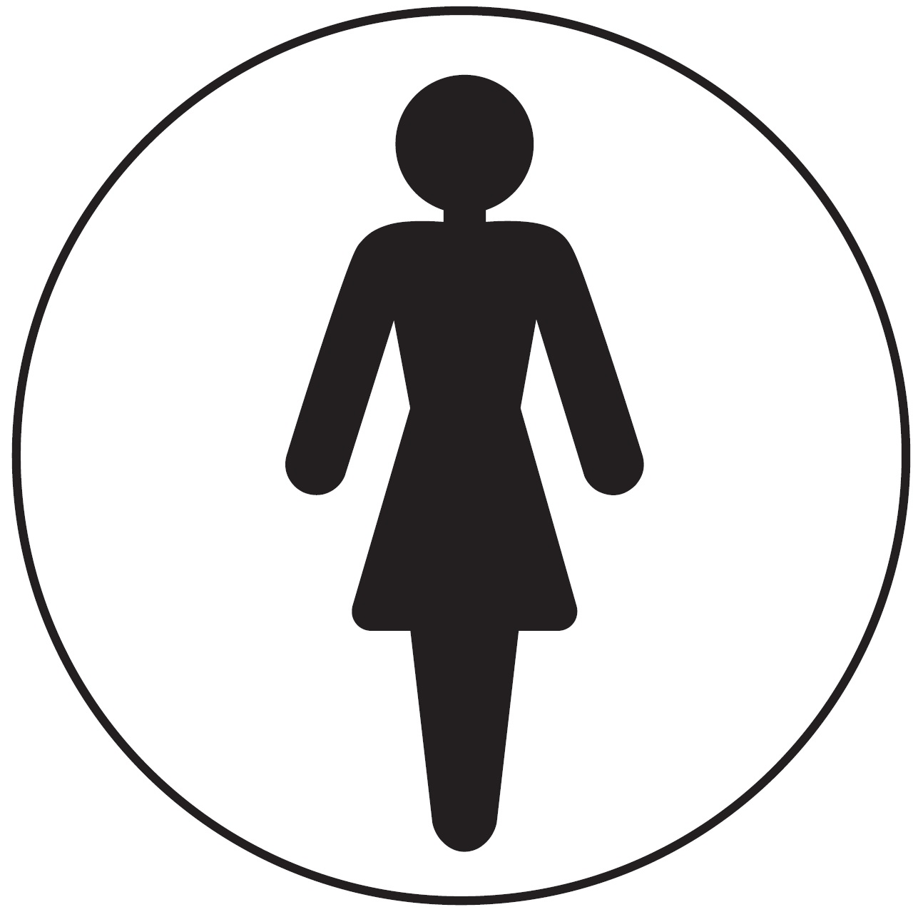 GDC01W - 100mm dia Ladies symbol - Black on white