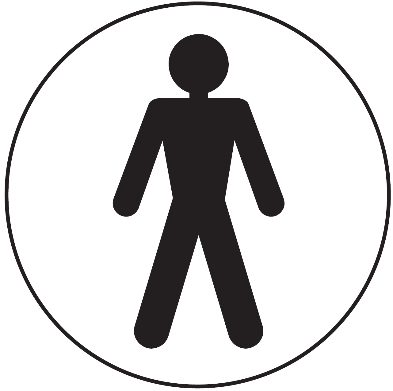 GDC02W - 100mm dia Male symbol - Black on white